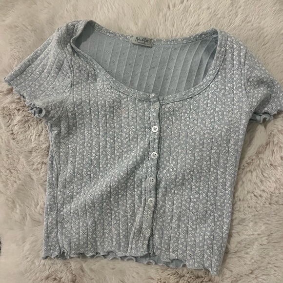 Brandy Melville Other - Brandy, Melville, blue and white floral T-shirt cropped, price $5.